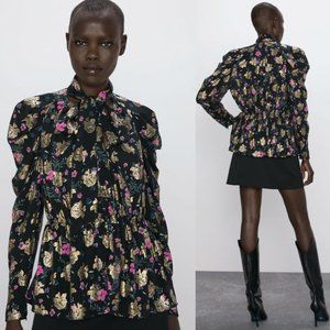 ZARA FLORAL PRINT BLOUSE TOP